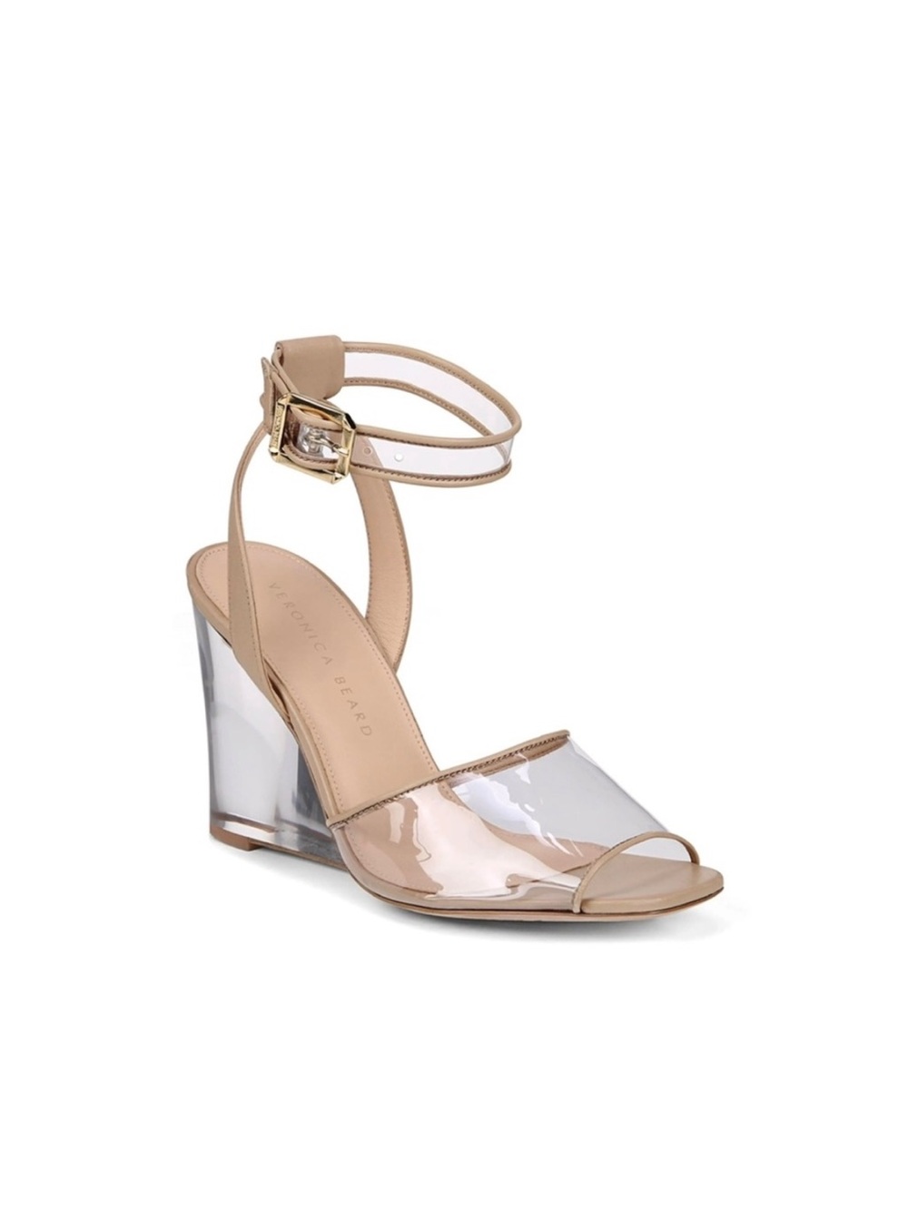 Veronica Beard Cyndi Wedge Sandals in Nude Clear sz 7